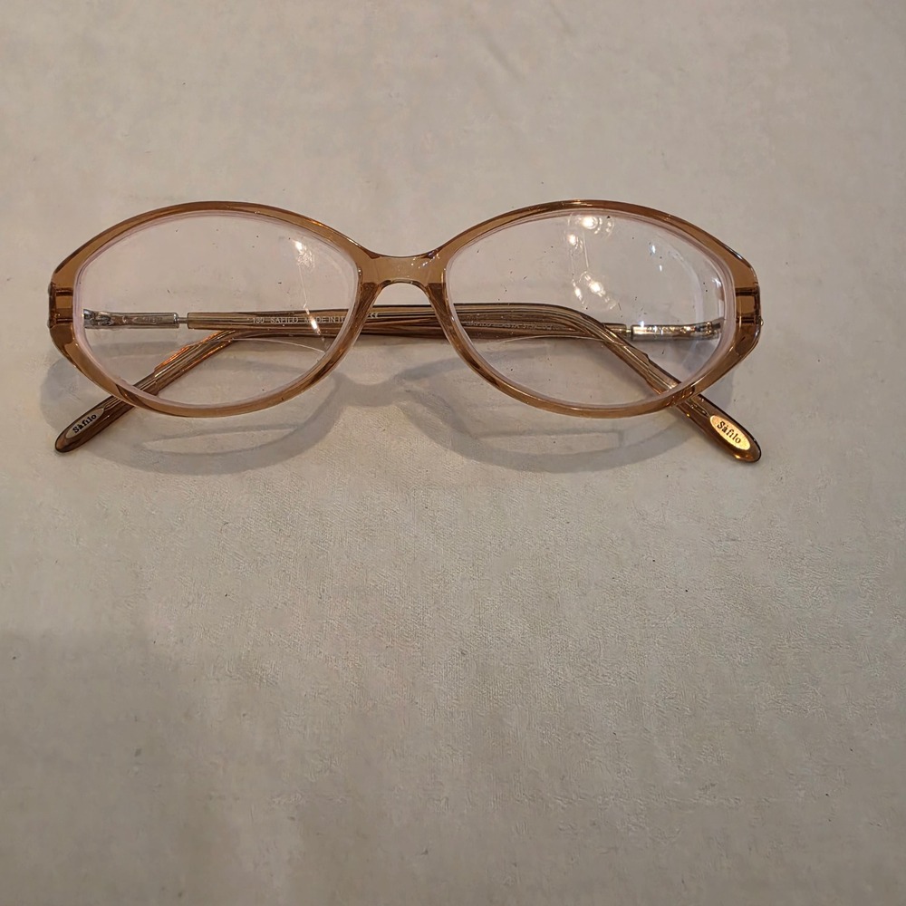 Safilo Elasta 5759 Eyeglasses Women 130 Amber Gold Vintage Italy Cat Eye